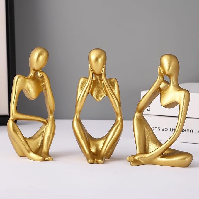 Decorative Abstract Thinker Men Statue Set of 3